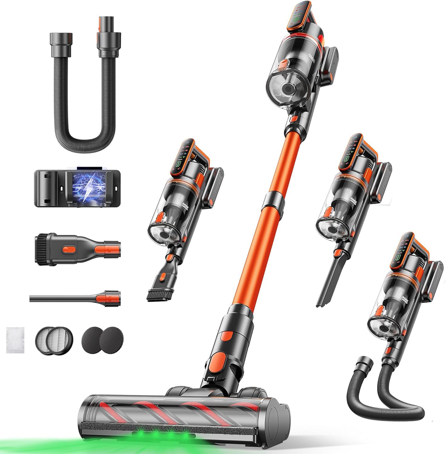 Fieety Touchscreen: 600 W / 50 kPa / 65 Min â Akkusauger mit Wandstation, Aromatherapie & Automatikmodus â fĂŒr alle Böden & Tierhaare