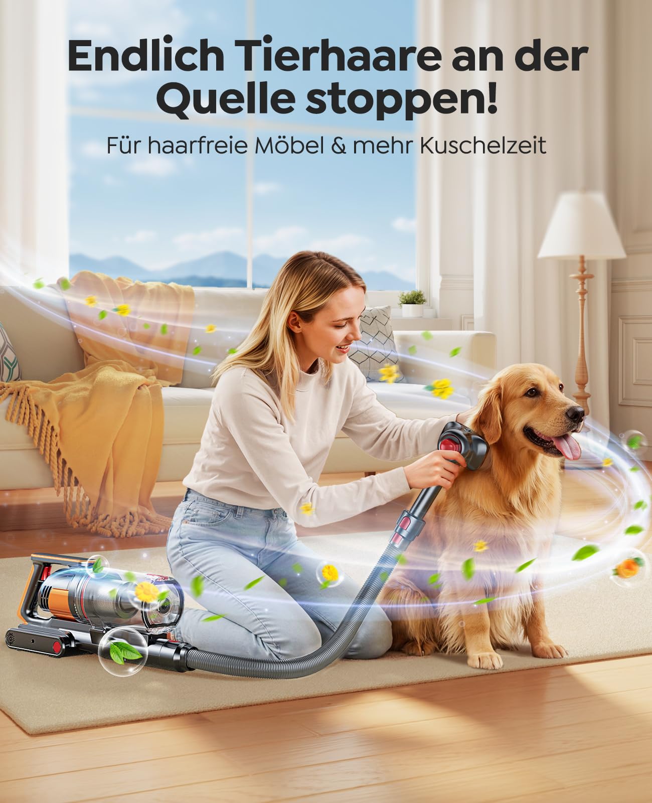 Fieety 600W: 600 W / 50 kPa / 65 Min – Kabelloser Staubsauger mit Tierpflegebürste & 8-Schicht-Filter – leise und stark für Hartböden & Haustiere