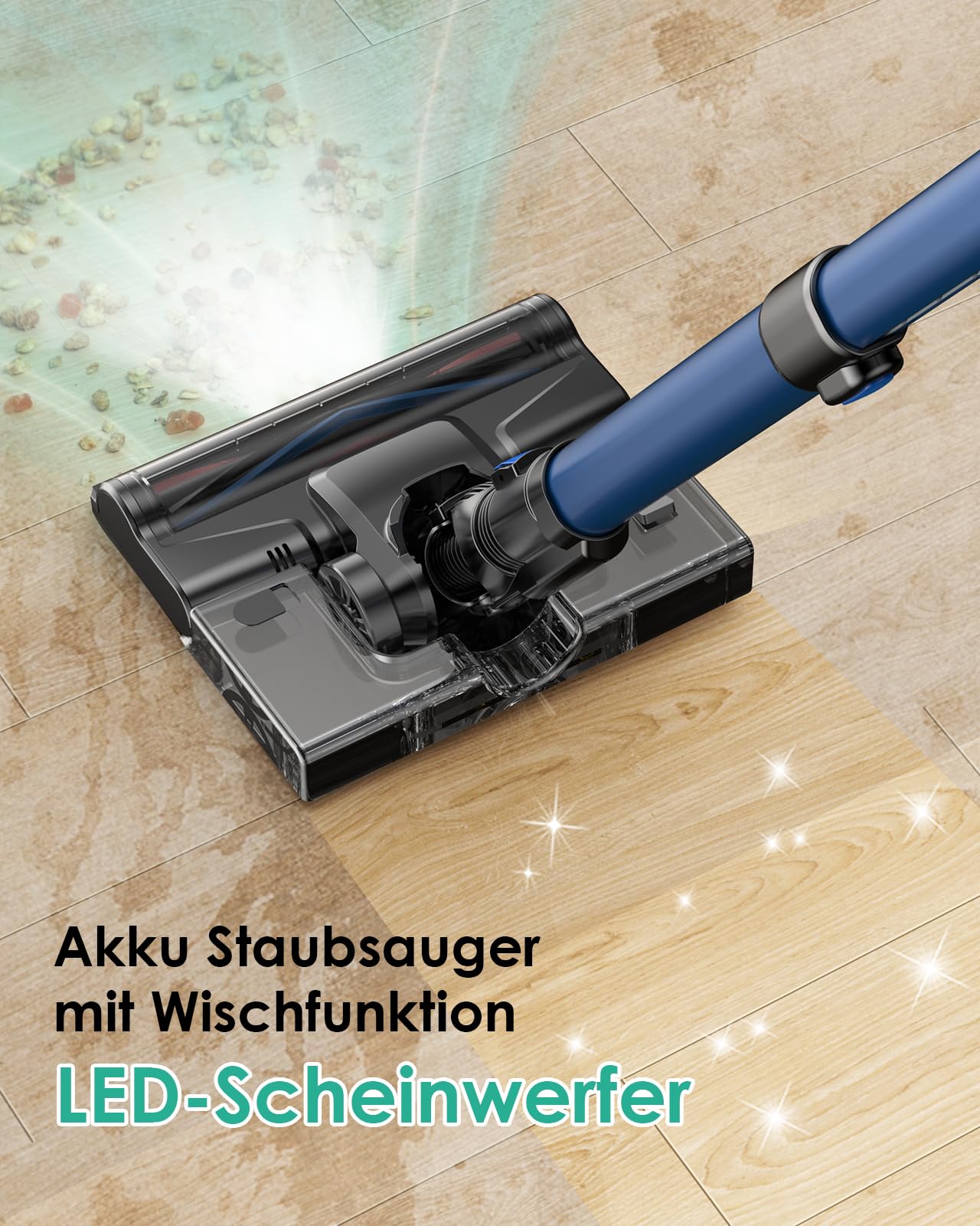 Linkifly Wischfunktion: 45000 Pa / 550 W / 60 Min – Staubsauger mit LED-Touchdisplay & bürstenlosem Motor – selbststehend für Teppiche & Hartböden