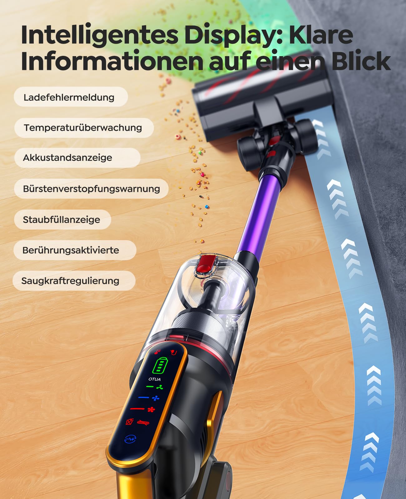 Fieety 600W: 600 W / 50 kPa / 65 Min – Kabelloser Staubsauger mit Tierpflegebürste & 8-Schicht-Filter – leise und stark für Hartböden & Haustiere