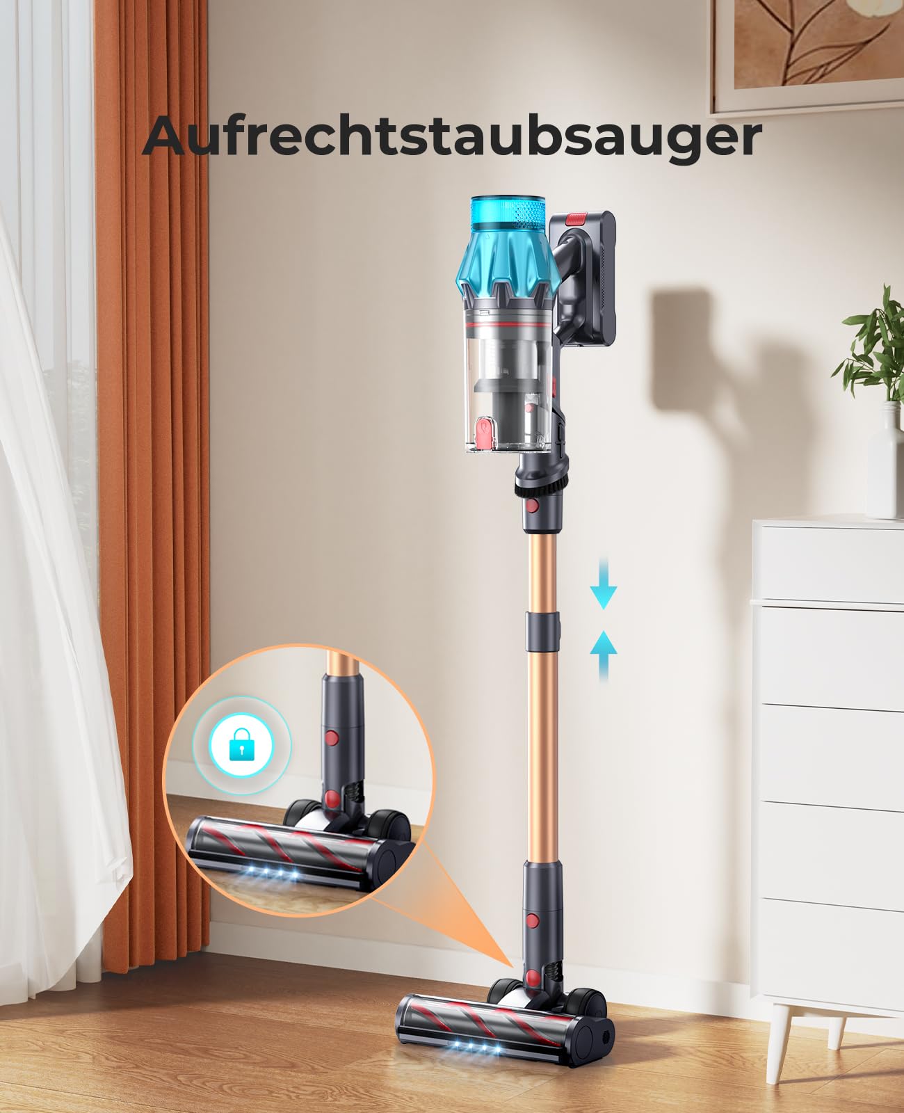 Fieety Kabellos: 50 kPa / 600 W / 65 Min – 8-in-1 Akkustaubsauger mit Anti-Haar-Bürste & Ladestation – ideal für Auto, Teppiche & Tierhaare
