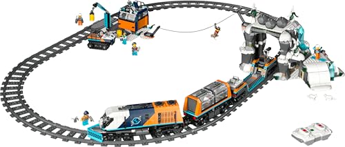 LEGO City 60470 Polarexpress, ferngesteuerter Zug mit Schneepflug, 22 Schienen, 6 Figuren & Felssturz-Funktion, ab 7 J.