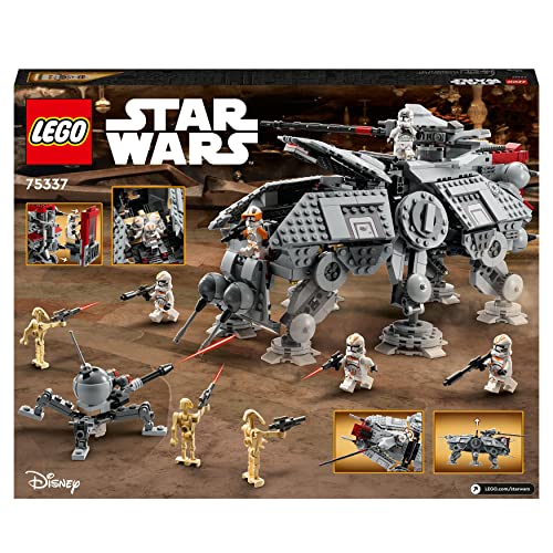 LEGO Star Wars 75337 AT-TE Walker mit 3 Klon-Trupplern, Zwergspinne & Droidenfiguren, Geschenk für Kinder ab 9 Jahren