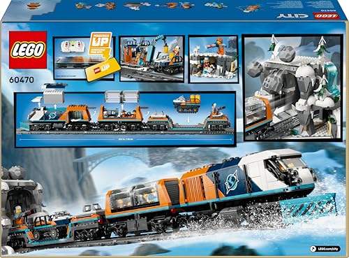 LEGO City 60470 Polarexpress, ferngesteuerter Zug mit Schneepflug, 22 Schienen, 6 Figuren & Felssturz-Funktion, ab 7 J.