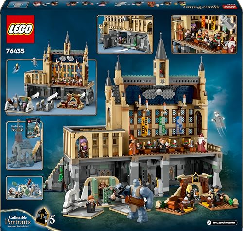 LEGO Harry Potter Schloss Hogwarts Große Halle 76435, 11 Minifiguren inkl. Hermine, magisches Geschenk für Kinder