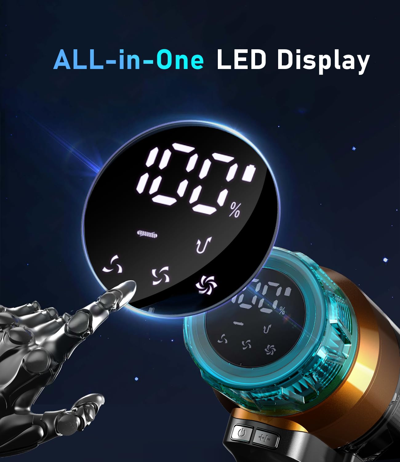 Akku Staubsauger 600W: 55000 Pa / 600 W / 55 Min – Kabelloser Staubsauger mit Smart-Display, Anti-Verhedderungs-Bürste & Wandladestation – ideal für Teppiche & Tierhaare