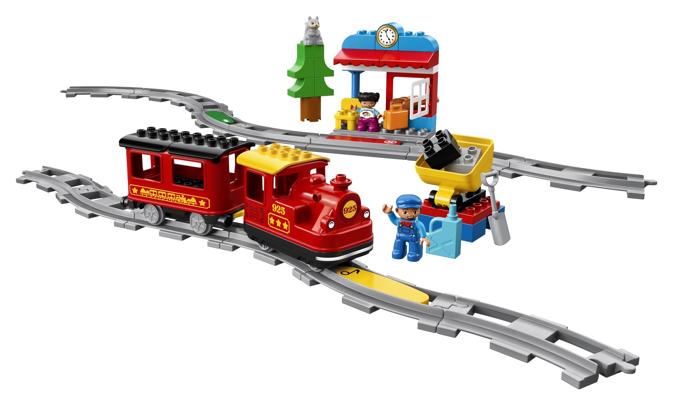 LEGO DUPLO 10874 Dampfeisenbahn, Spielzug mit Tierfigur, Licht & Geräusch, Push-&-Go-Motor, Geschenk ab 2 Jahren