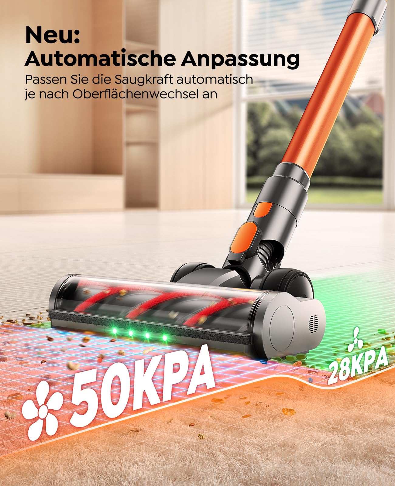 Fieety Touchscreen: 600 W / 50 kPa / 65 Min – Akkusauger mit Wandstation, Aromatherapie & Automatikmodus – für alle Böden & Tierhaare
