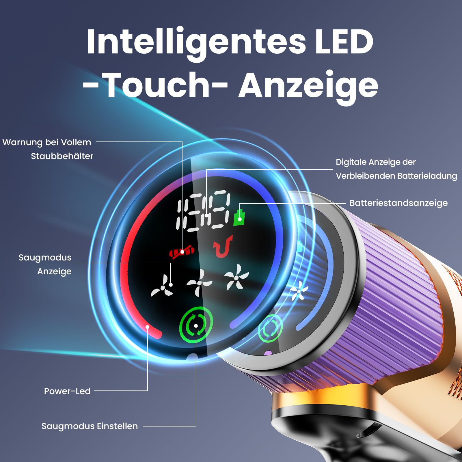 Linkifly A12: 48 KPa / 550 W / 70 Min – 8-in-1 Akku-Staubsauger mit Wischfunktion, Touchscreen & Wandstation – faltbar für Auto & Haustiere