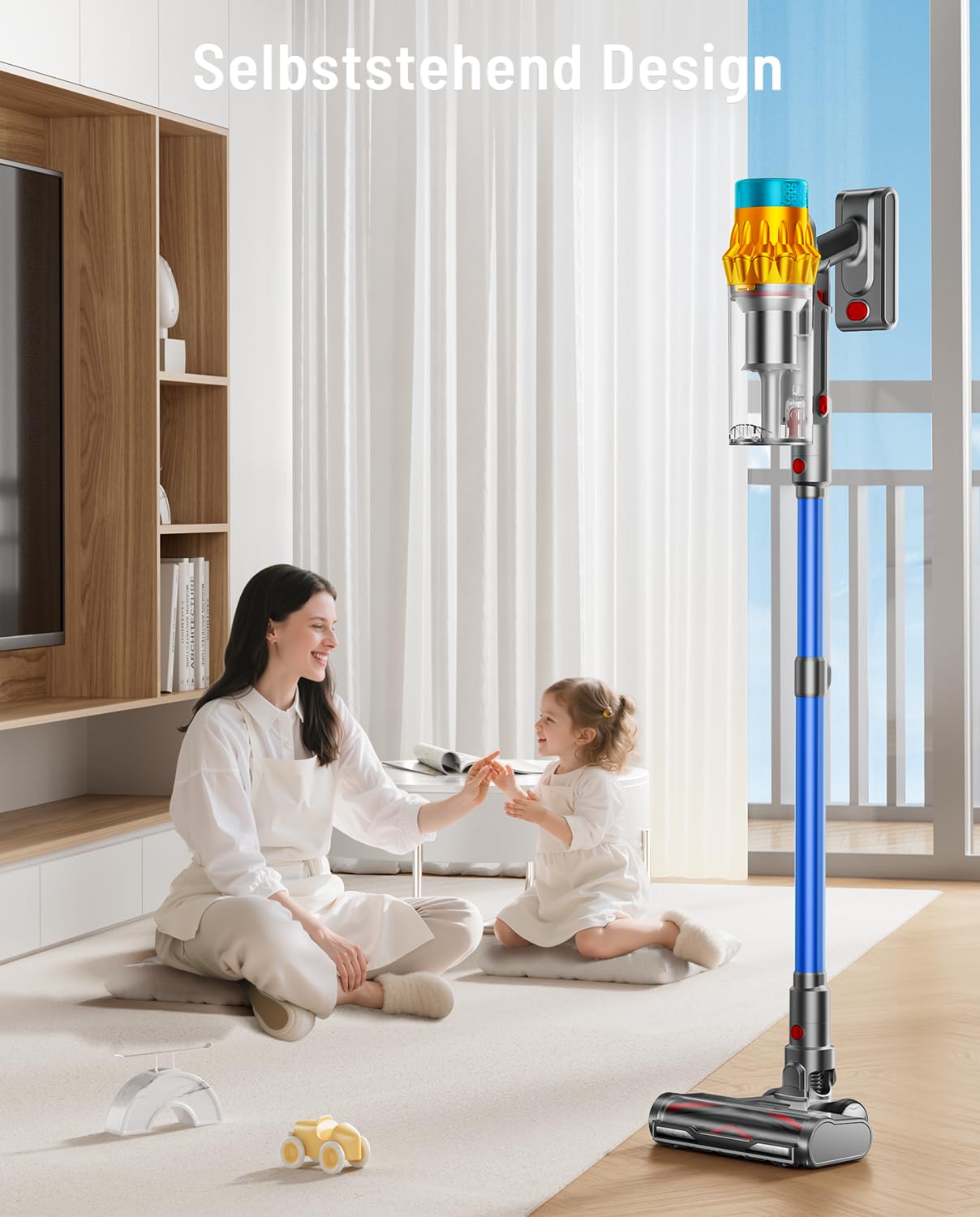 AIDTIPS: 50 kPa / 600 W / 70 Min – Kabelloser Staubsauger mit 1,8 L Behälter & 8-Stufen-Filter – ideal für Tierhaare & Teppiche