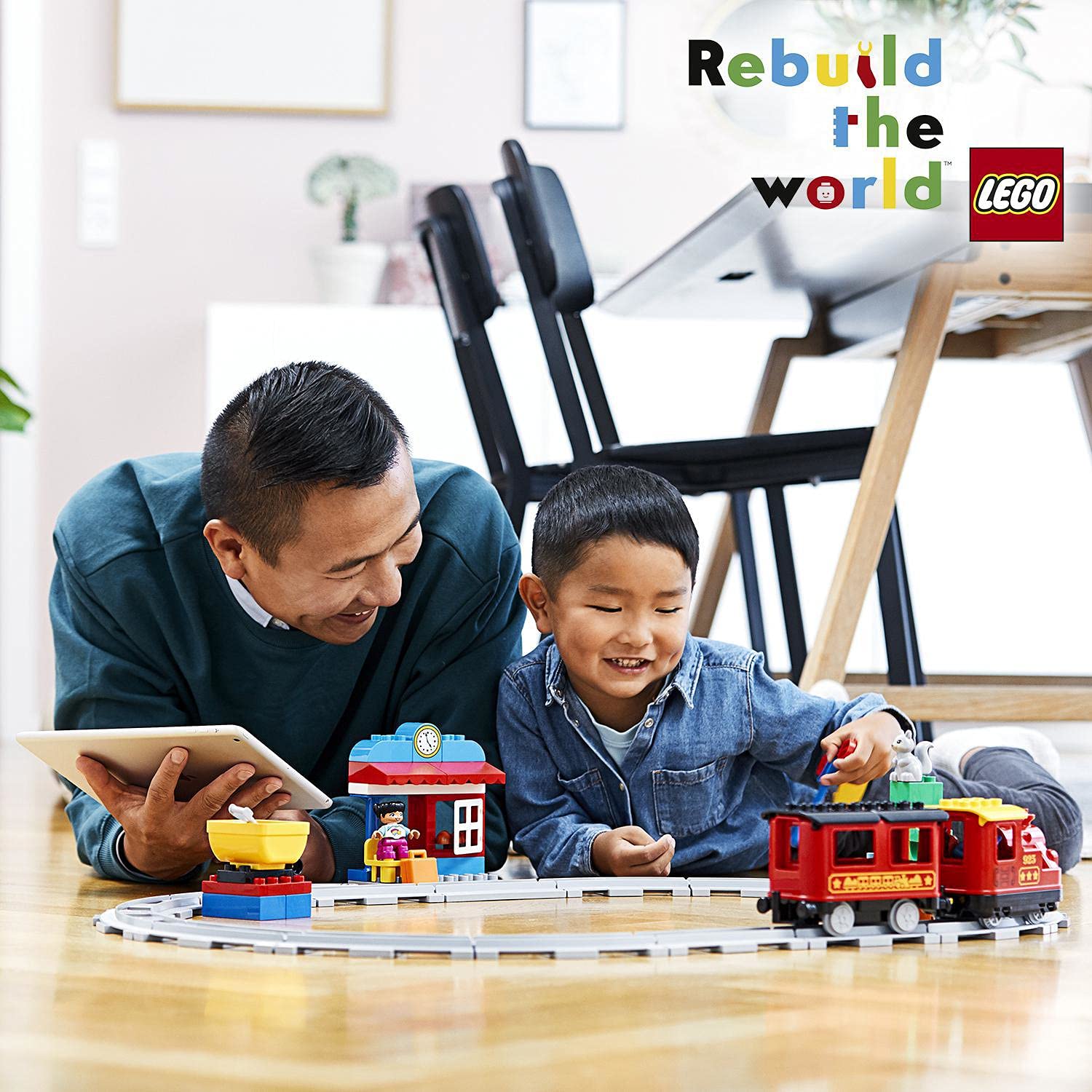 LEGO DUPLO 10874 Dampfeisenbahn, Spielzug mit Tierfigur, Licht & Geräusch, Push-&-Go-Motor, Geschenk ab 2 Jahren