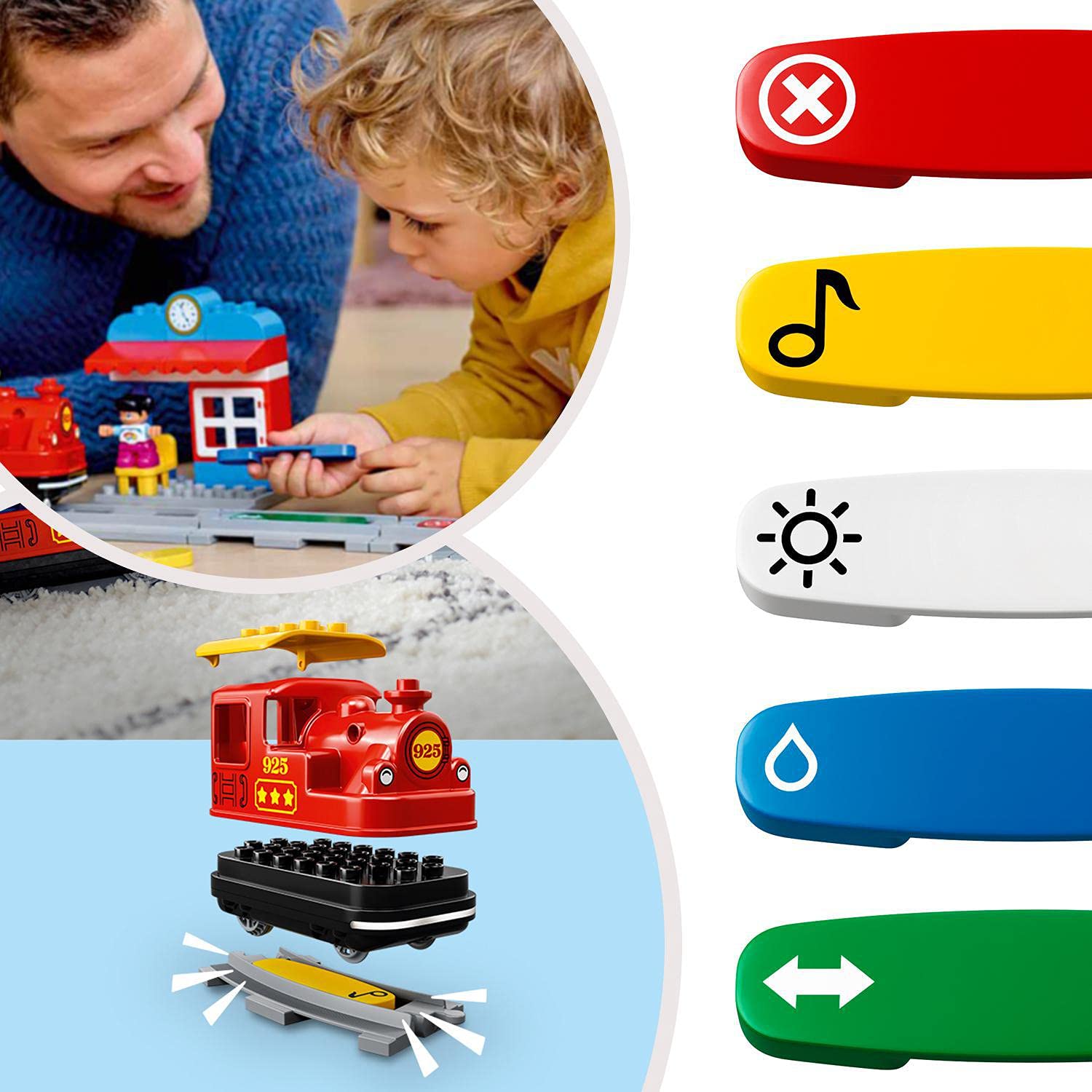 LEGO DUPLO 10874 Dampfeisenbahn, Spielzug mit Tierfigur, Licht & Geräusch, Push-&-Go-Motor, Geschenk ab 2 Jahren