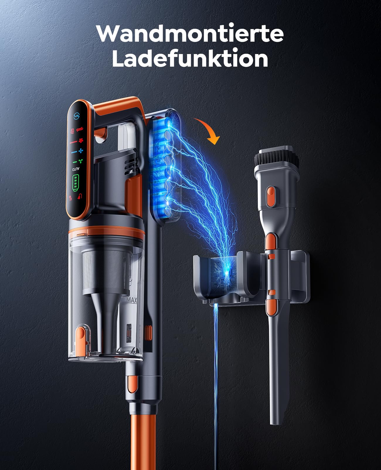 Fieety Touchscreen: 600 W / 50 kPa / 65 Min – Akkusauger mit Wandstation, Aromatherapie & Automatikmodus – für alle Böden & Tierhaare