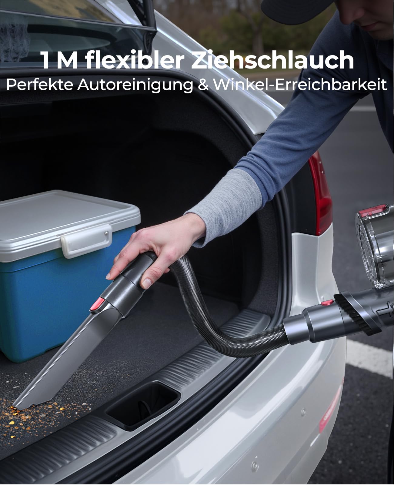 Fieety Kabellos: 50 kPa / 600 W / 65 Min – 8-in-1 Akkustaubsauger mit Anti-Haar-Bürste & Ladestation – ideal für Auto, Teppiche & Tierhaare