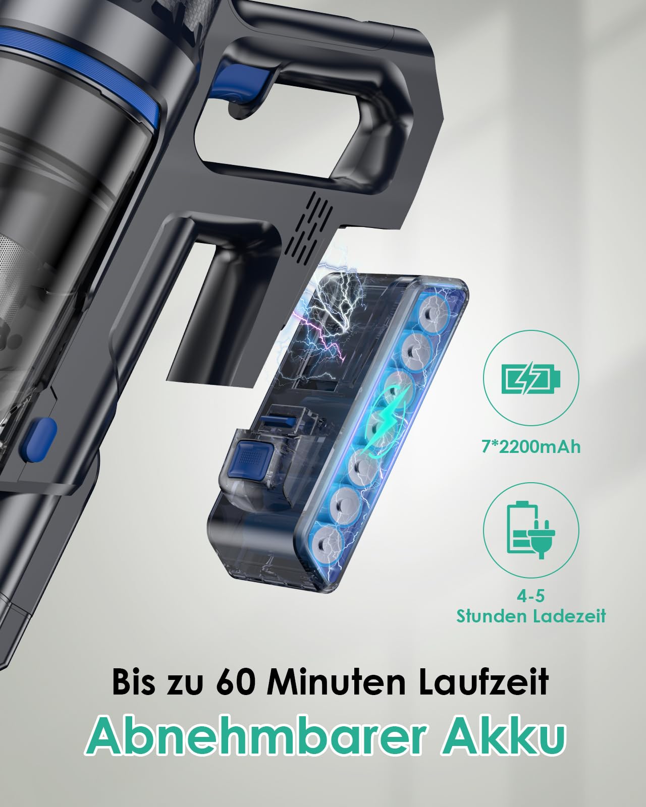 Linkifly Wischfunktion: 45000 Pa / 550 W / 60 Min – Staubsauger mit LED-Touchdisplay & bürstenlosem Motor – selbststehend für Teppiche & Hartböden