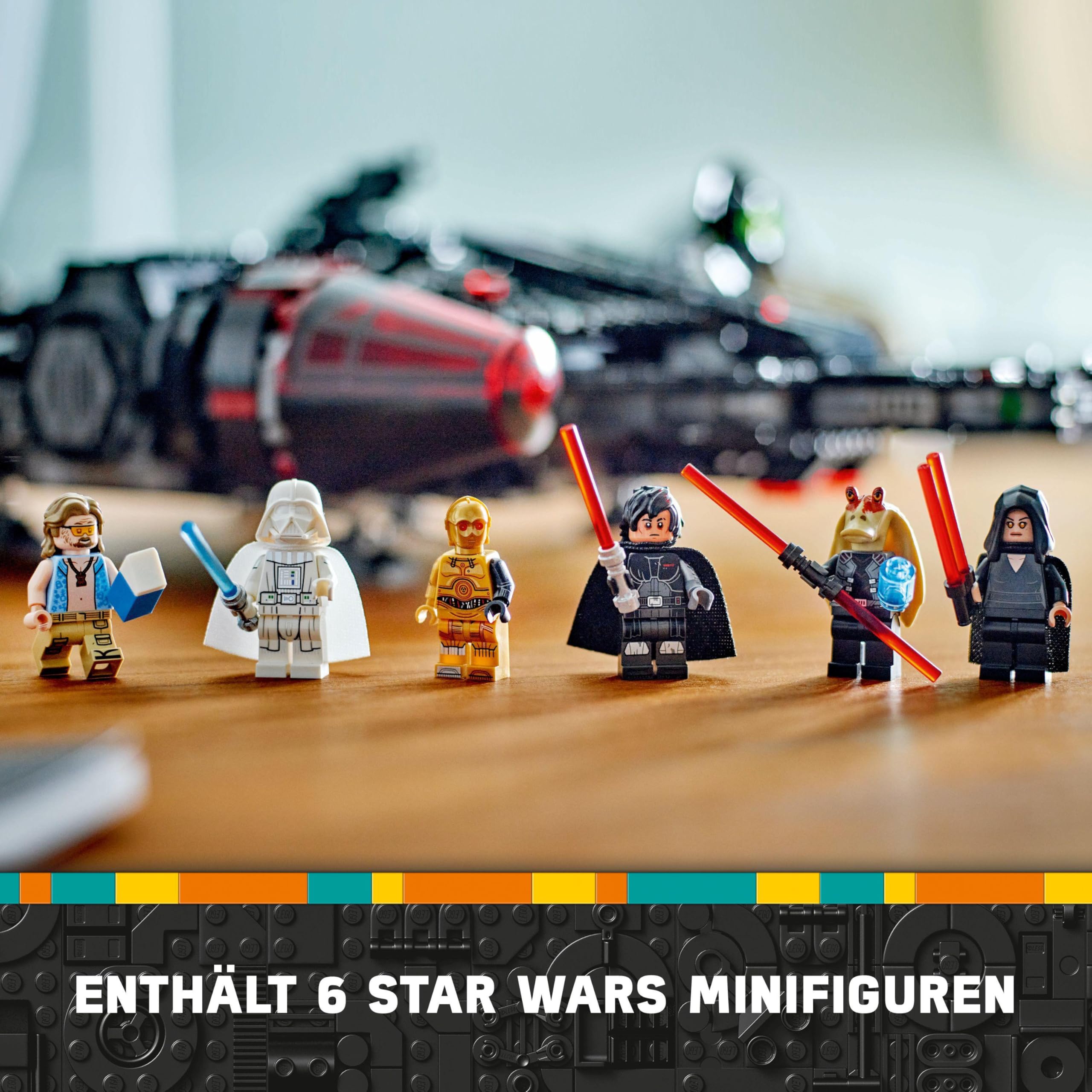 LEGO Star Wars 75389 Der Dunkle Falke, Ausstellungsmodell mit Shootern, Kanonen & 6 Minifiguren inkl. C-3PO, ab 10 J.