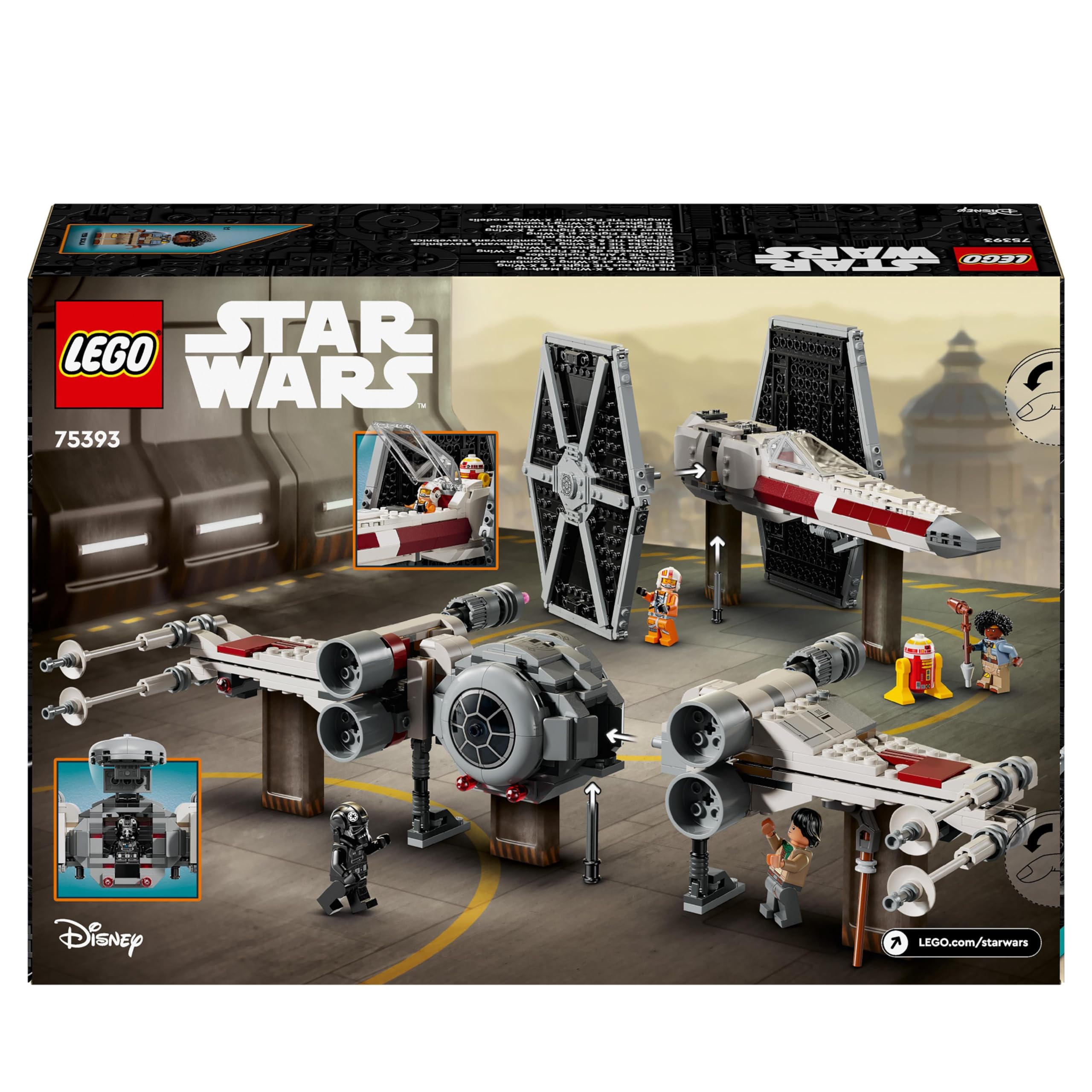 LEGO Star Wars 75393 TIE Fighter & X-Wing Mashup, 2 Raumschiffe mit 4 Minifiguren & Droide, Geschenk ab 9 Jahren