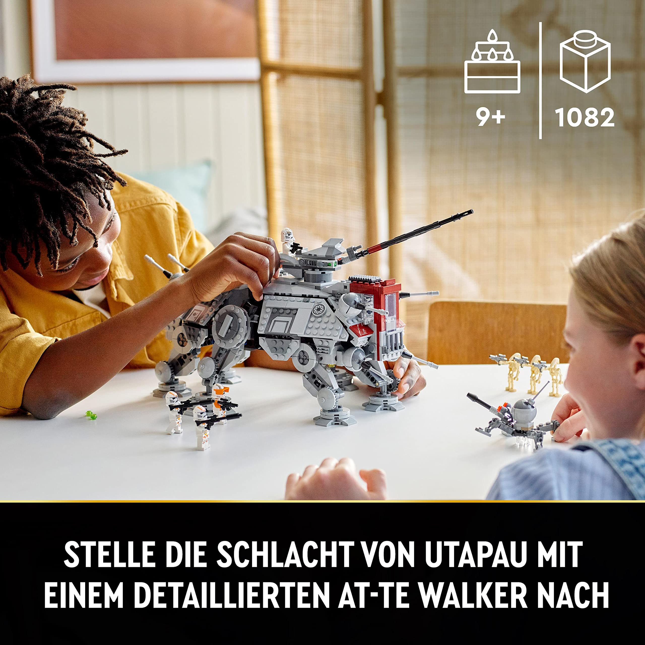 LEGO Star Wars 75337 AT-TE Walker mit 3 Klon-Trupplern, Zwergspinne & Droidenfiguren, Geschenk für Kinder ab 9 Jahren