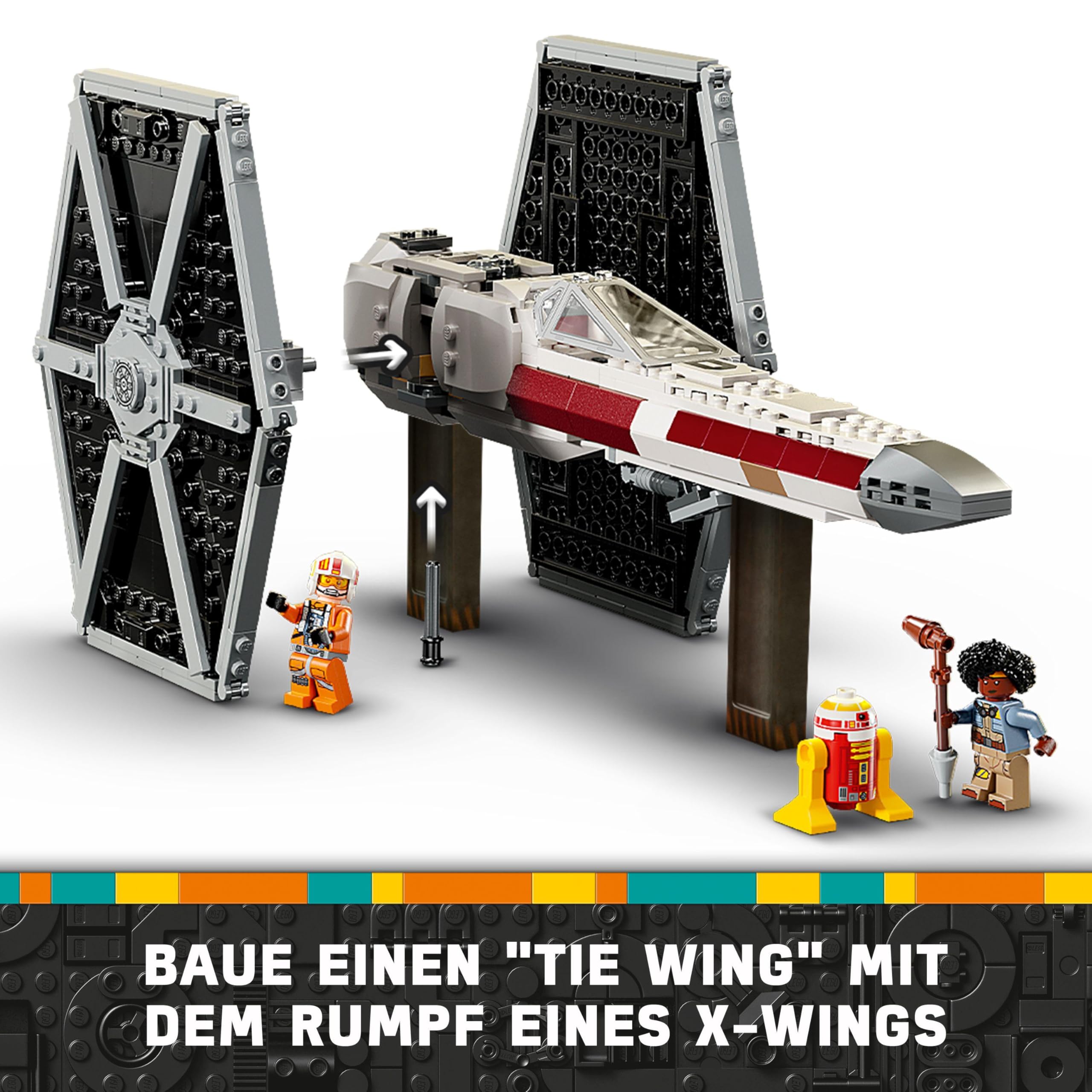 LEGO Star Wars 75393 TIE Fighter & X-Wing Mashup, 2 Raumschiffe mit 4 Minifiguren & Droide, Geschenk ab 9 Jahren