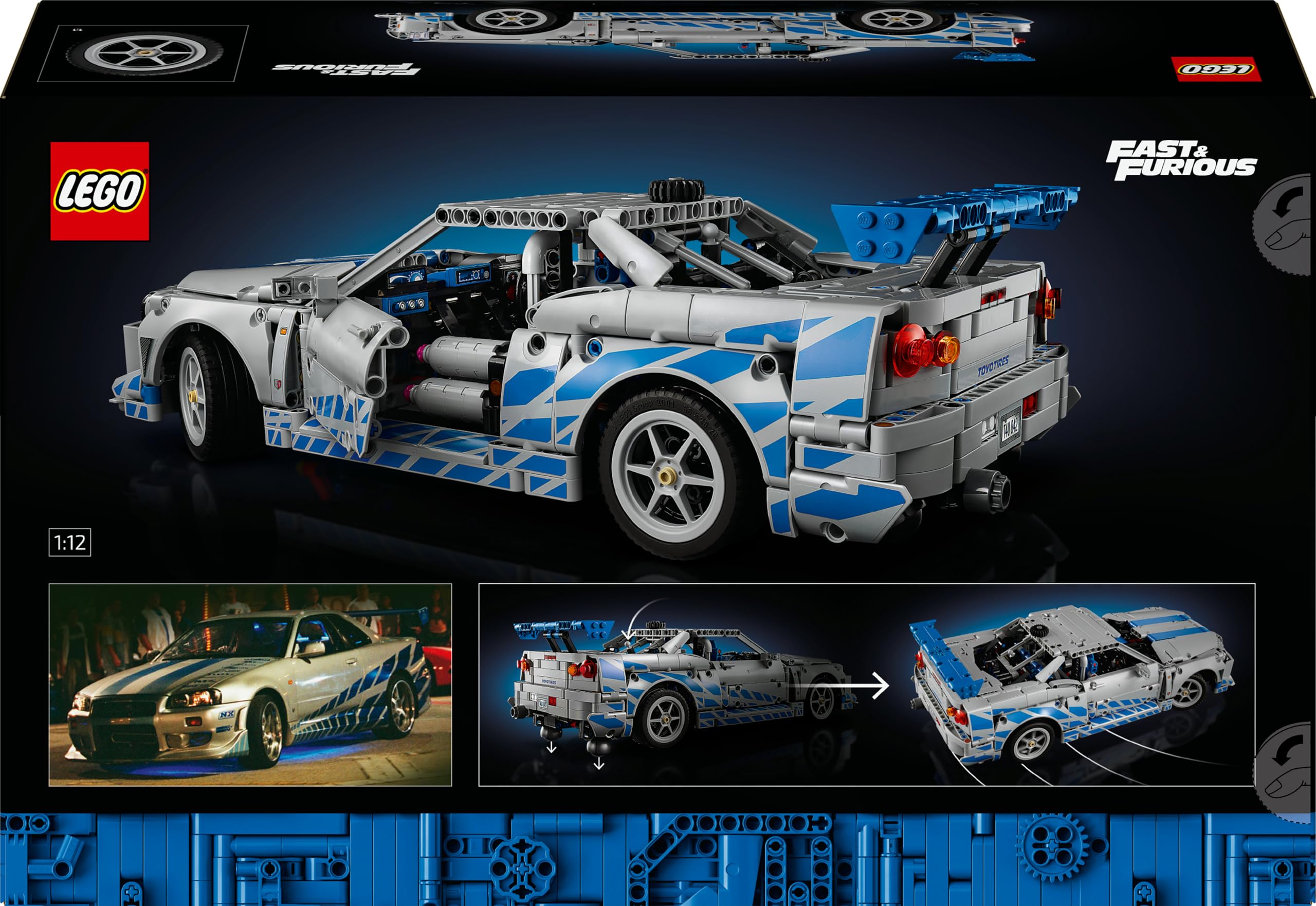 LEGO Technic Nissan Skyline GT-R R34 42210, 2 Fast 2 Furious Auto mit Driftfunktion, Lenkung & Motor, Sammlermodell