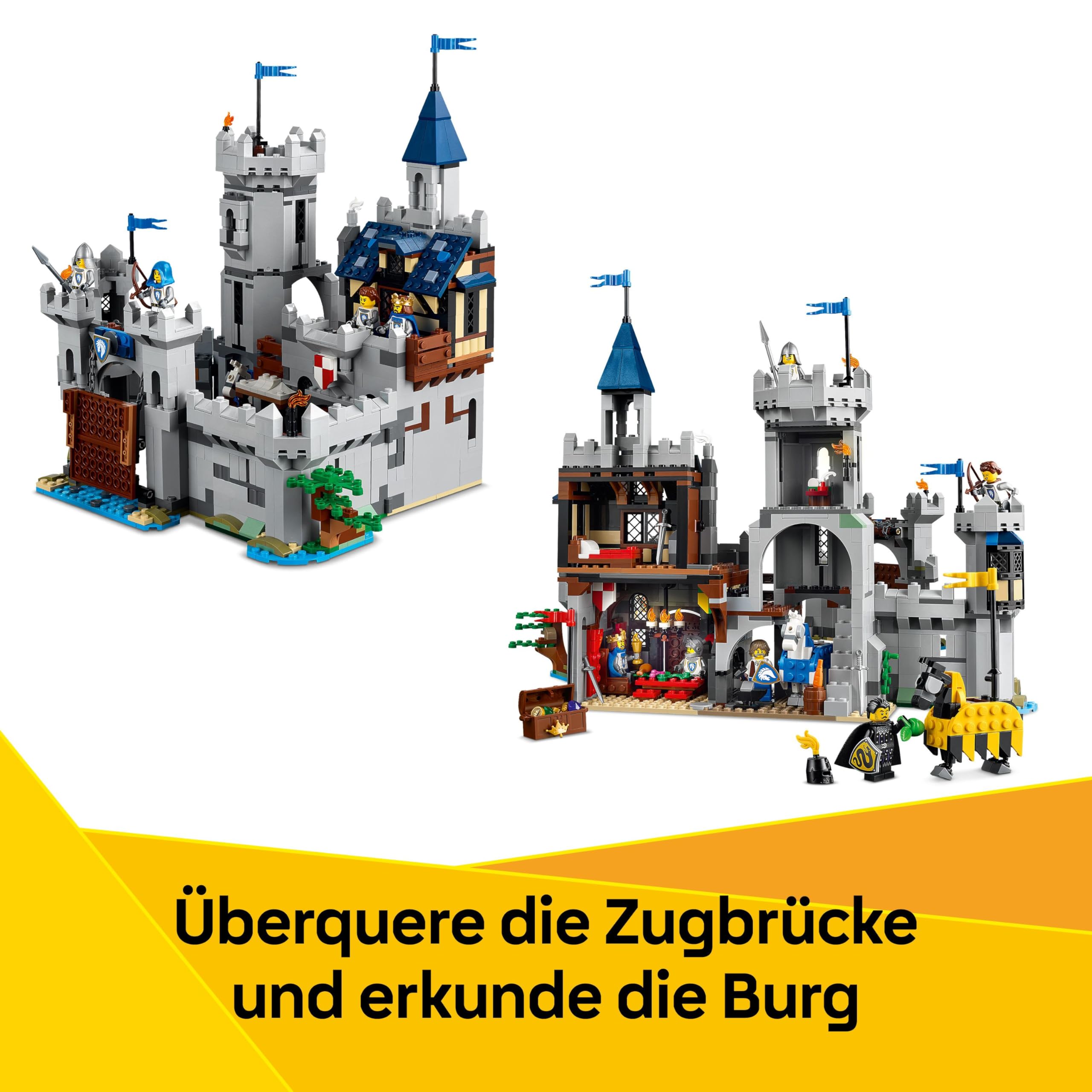 LEGO Creator 3-in-1 Ritterburg 31168, umbaubar in Turnierszene oder Stadt, inkl. 6 Minifiguren, Geschenk ab 9 Jahren