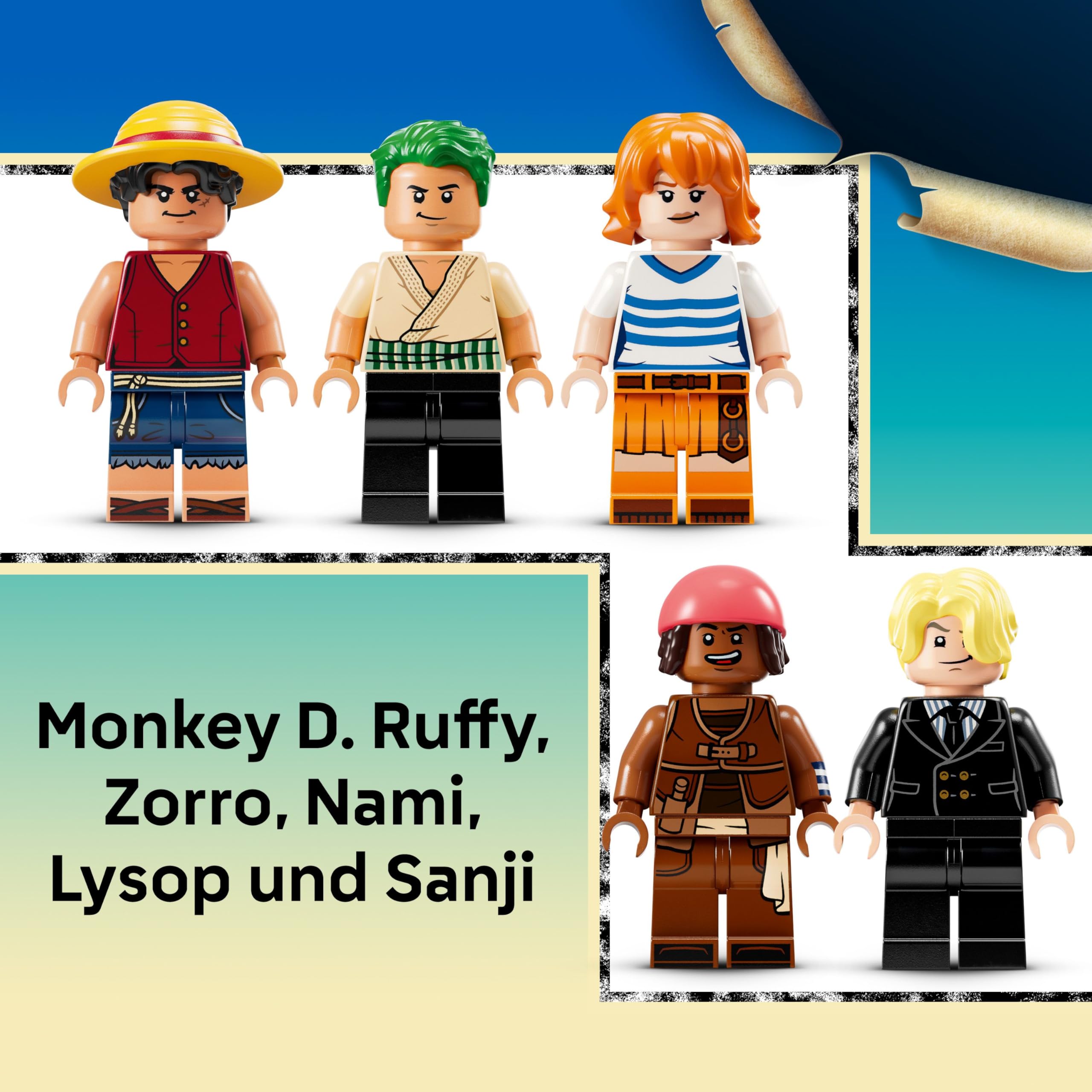 LEGO One Piece Flying Lamb 75639, Piratenschiff mit 5 Minifiguren inkl. Ruffy, Zoro & Nami, Spielset für Fans ab 10 J.