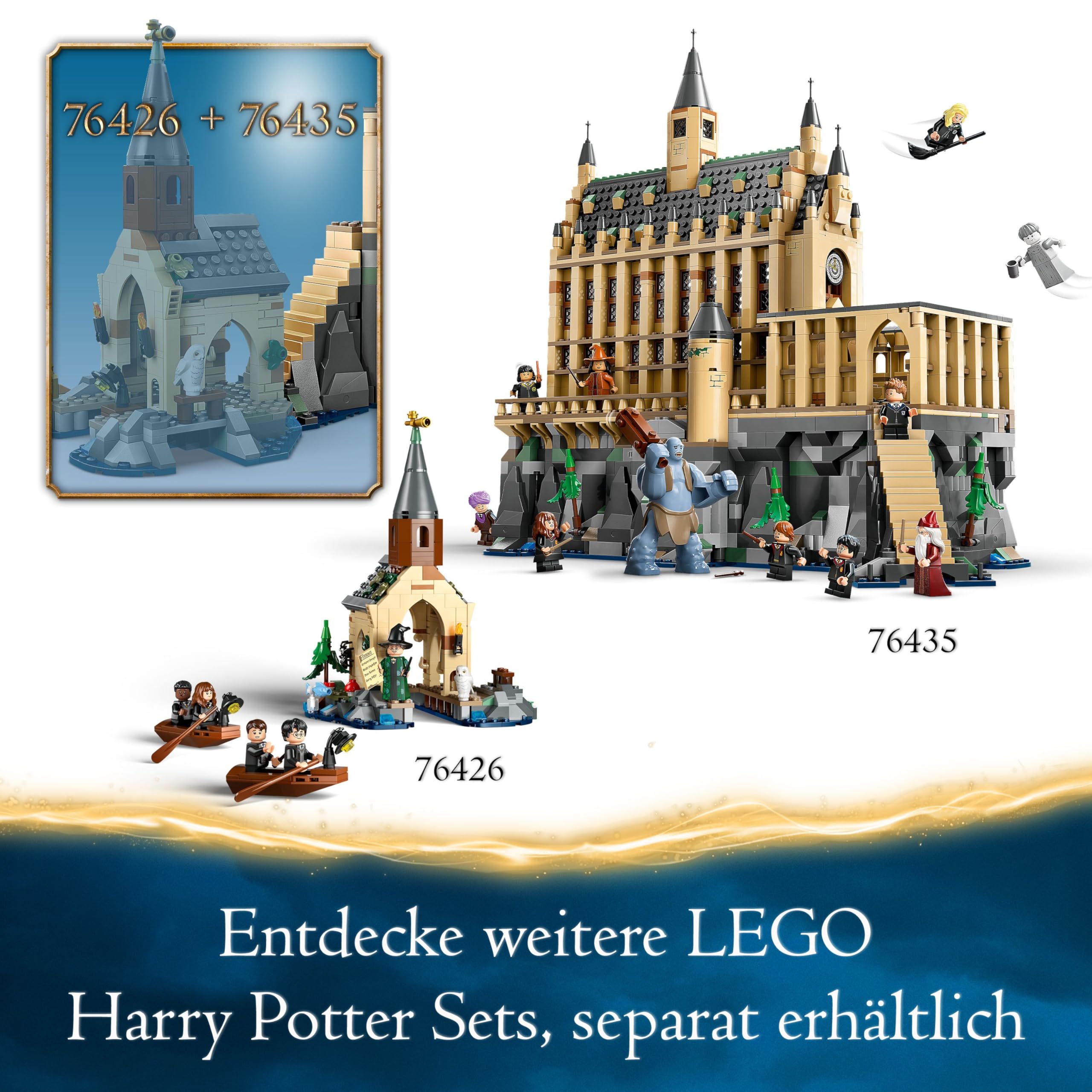 LEGO Harry Potter Schloss Hogwarts Große Halle 76435, 11 Minifiguren inkl. Hermine, magisches Geschenk für Kinder