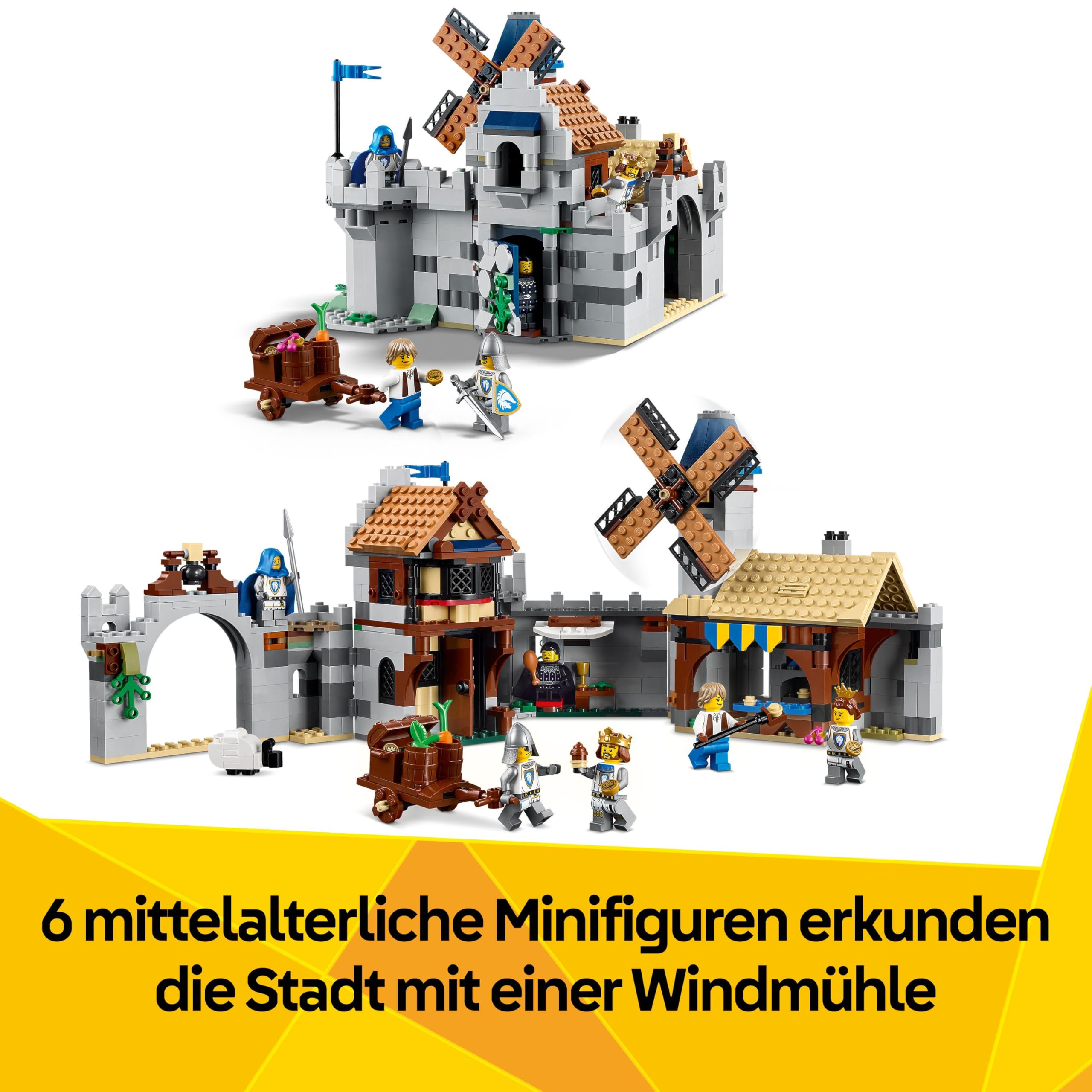 LEGO Creator 3-in-1 Ritterburg 31168, umbaubar in Turnierszene oder Stadt, inkl. 6 Minifiguren, Geschenk ab 9 Jahren