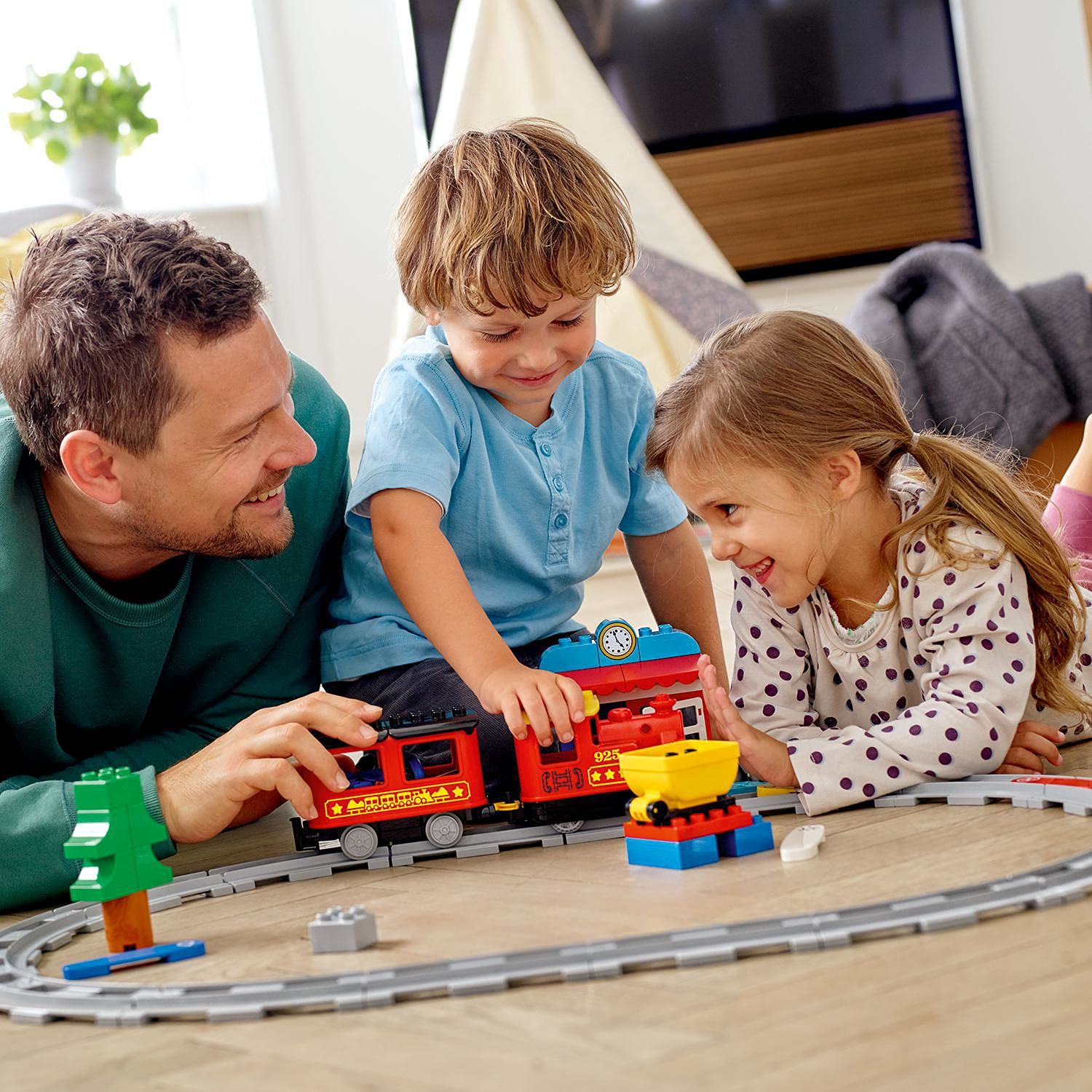 LEGO DUPLO 10874 Dampfeisenbahn, Spielzug mit Tierfigur, Licht & Geräusch, Push-&-Go-Motor, Geschenk ab 2 Jahren