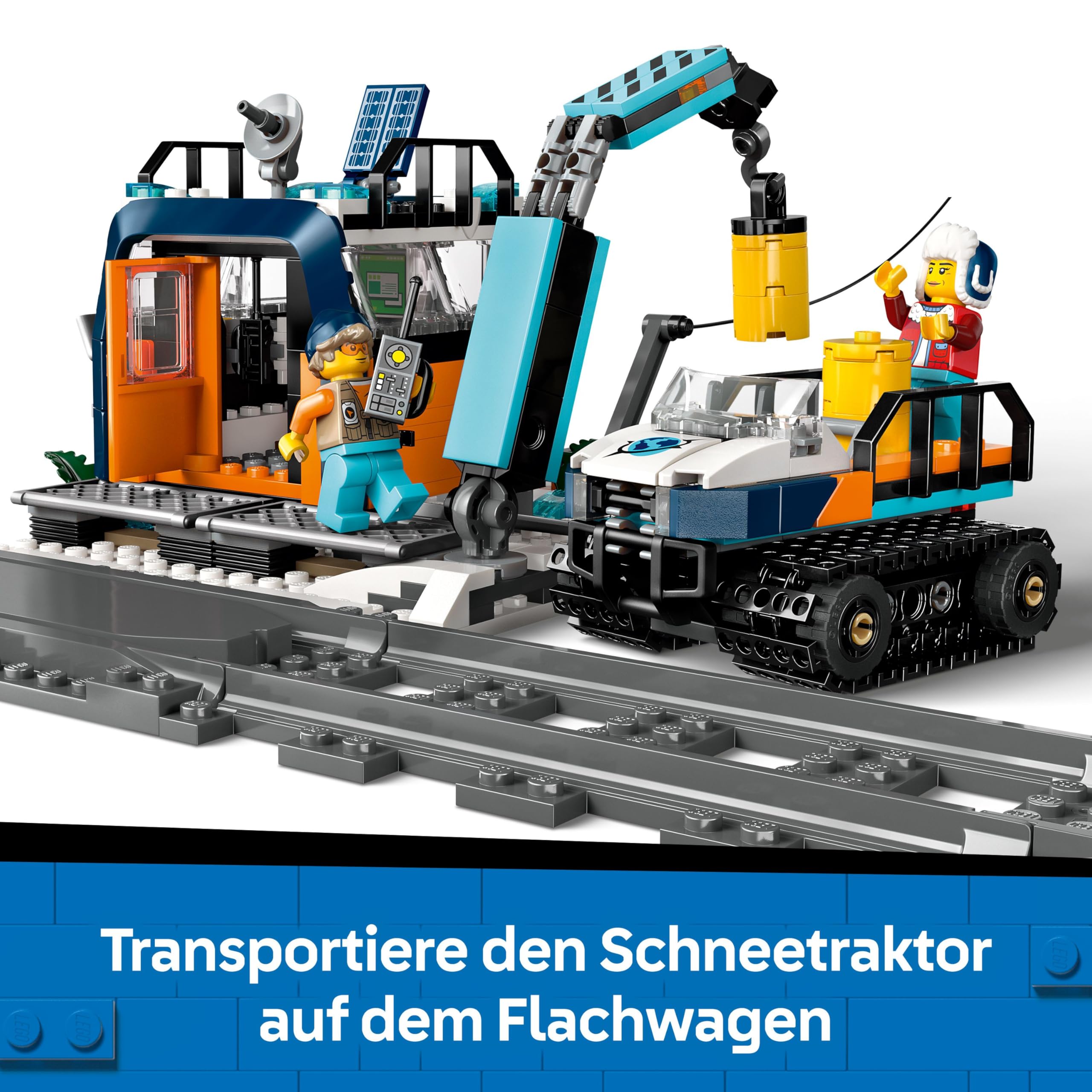 LEGO City 60470 Polarexpress, ferngesteuerter Zug mit Schneepflug, 22 Schienen, 6 Figuren & Felssturz-Funktion, ab 7 J.
