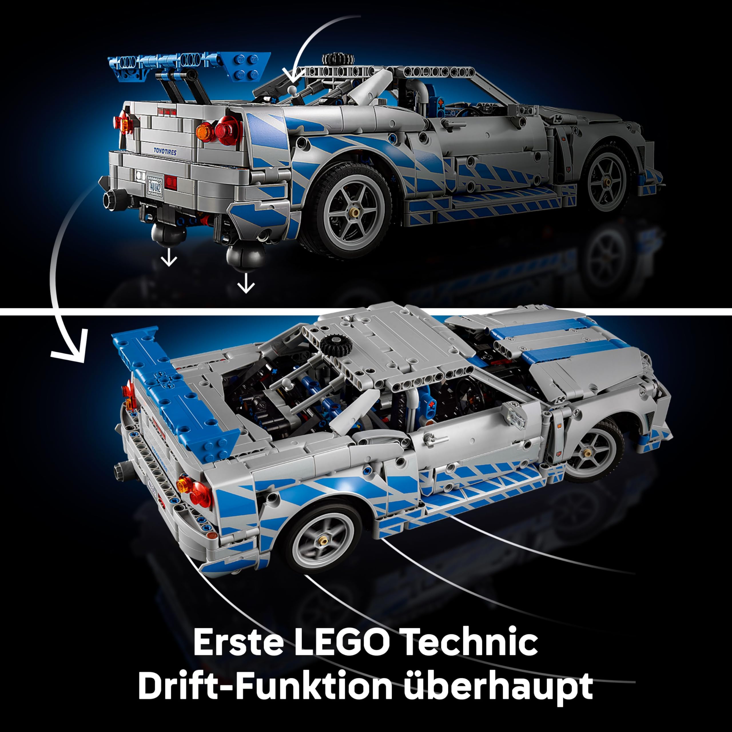 LEGO Technic Nissan Skyline GT-R R34 42210, 2 Fast 2 Furious Auto mit Driftfunktion, Lenkung & Motor, Sammlermodell