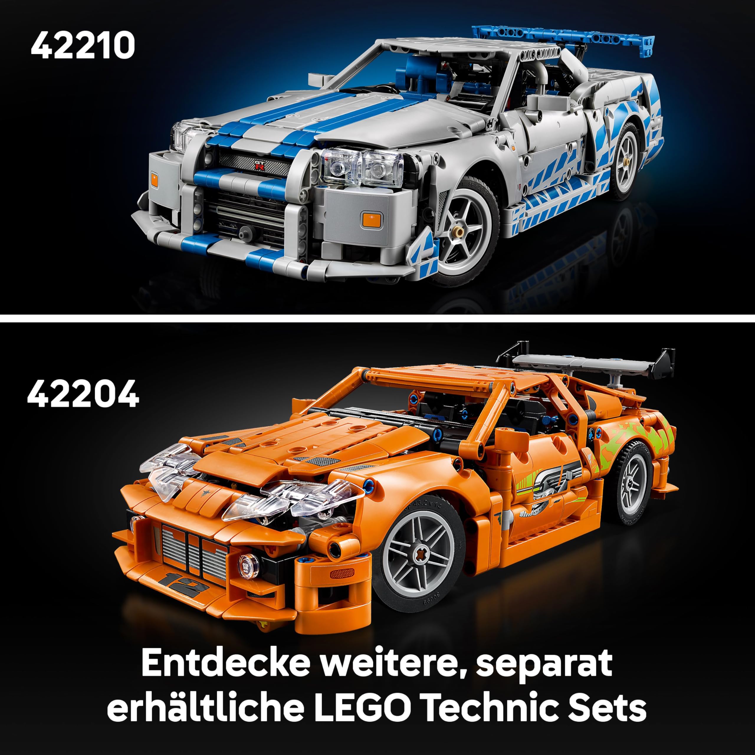 LEGO Technic Nissan Skyline GT-R R34 42210, 2 Fast 2 Furious Auto mit Driftfunktion, Lenkung & Motor, Sammlermodell