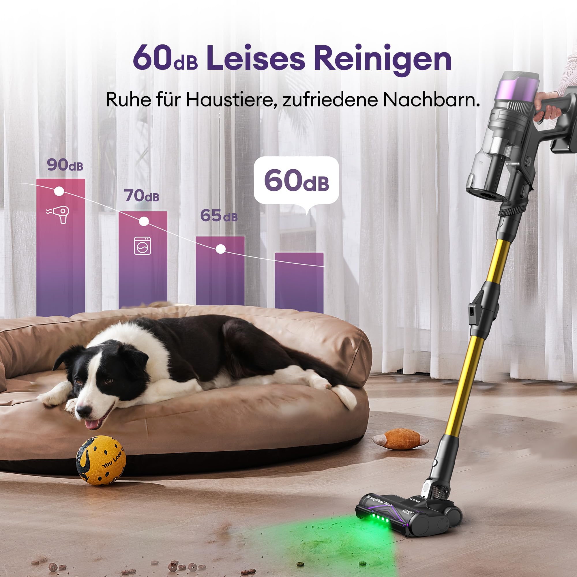 Ultenic U20: 55000 Pa / 600 W / 60 Min – Kabelloser Staubsauger mit Smart-Display, Anti-Tangle-Bürste & Wandhalterung – ideal für Tierhaare & Hartböden