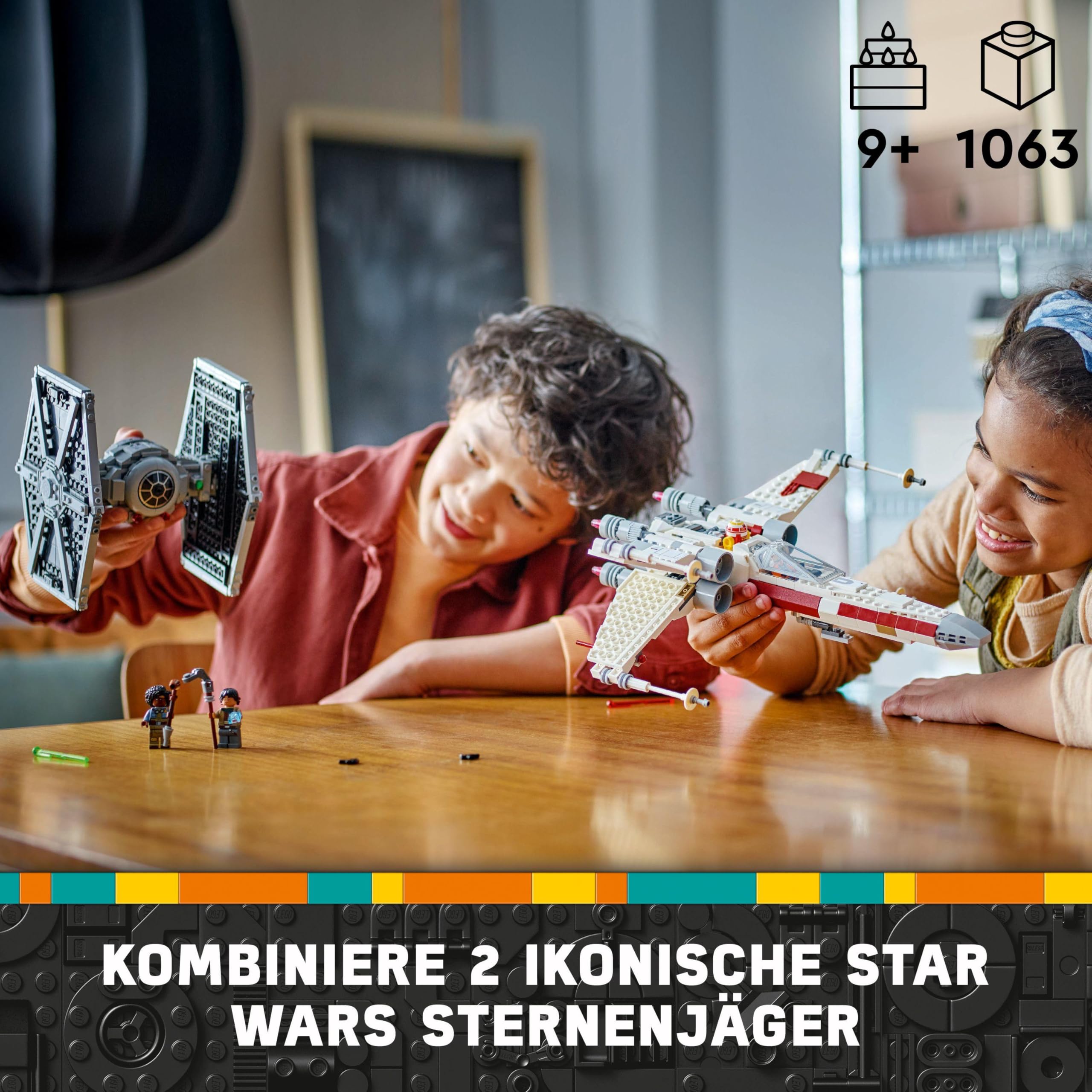 LEGO Star Wars 75393 TIE Fighter & X-Wing Mashup, 2 Raumschiffe mit 4 Minifiguren & Droide, Geschenk ab 9 Jahren