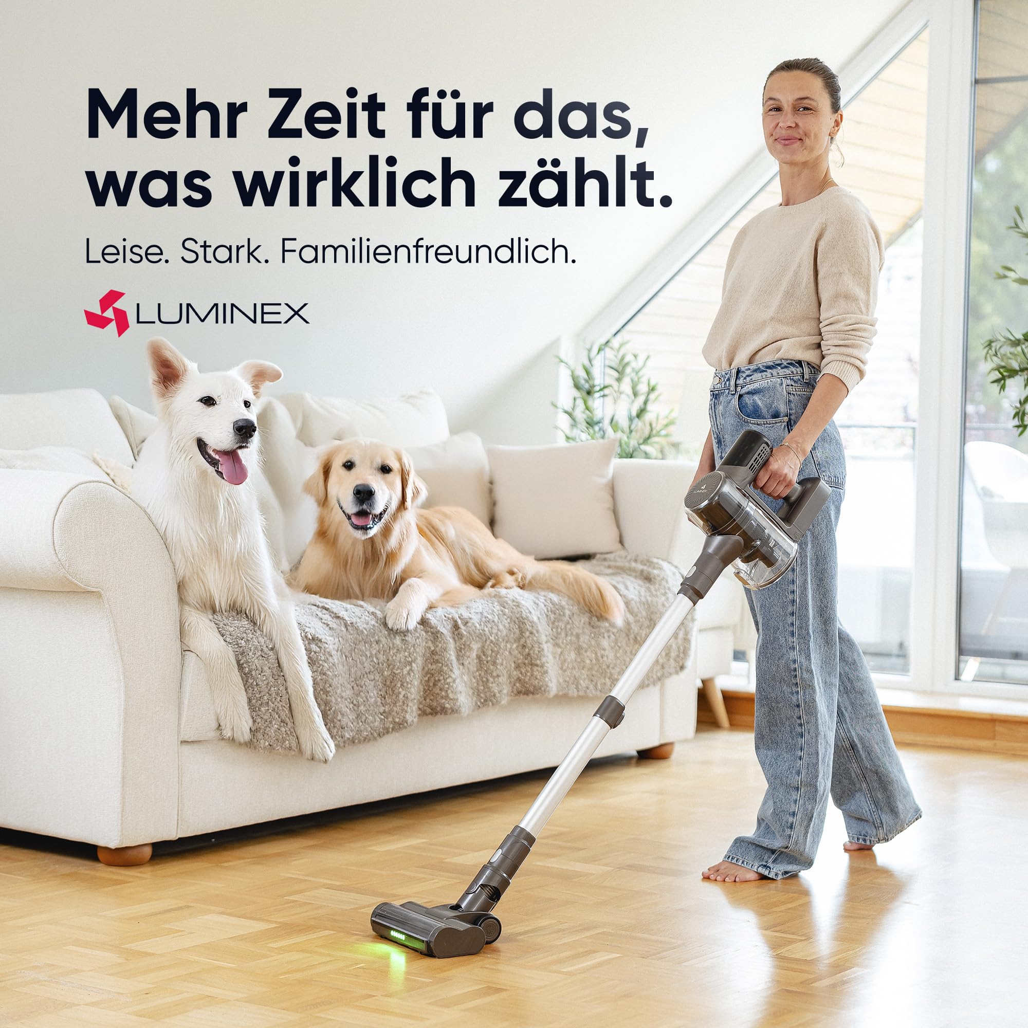 3-in-1 Akkustaubsauger: Mit LED-Display & Echtzeit-Akkuanzeige – Anti-Tangle Bürste für Tierhaare – beutellos für Auto, Teppich & Haushalt