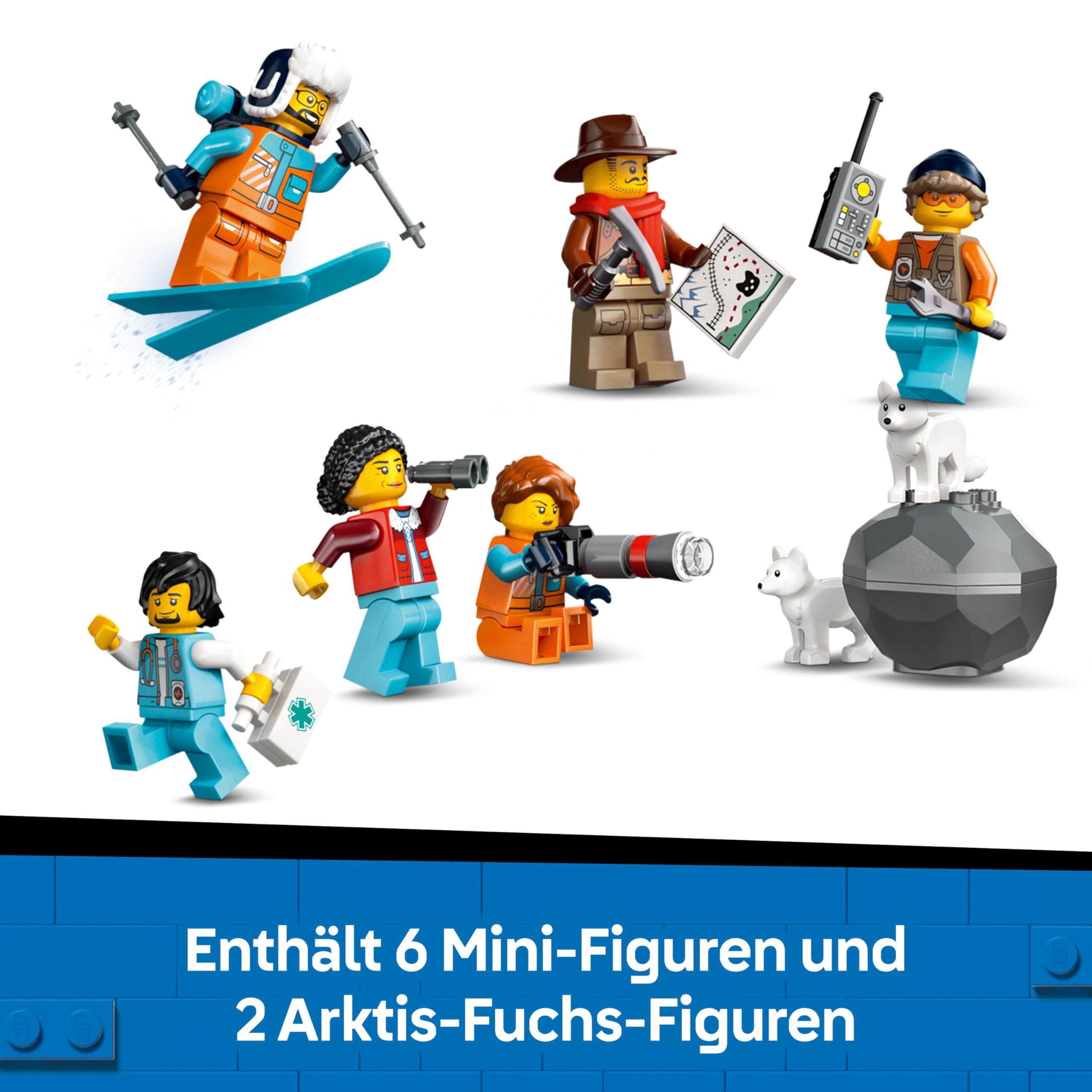 LEGO City 60470 Polarexpress, ferngesteuerter Zug mit Schneepflug, 22 Schienen, 6 Figuren & Felssturz-Funktion, ab 7 J.