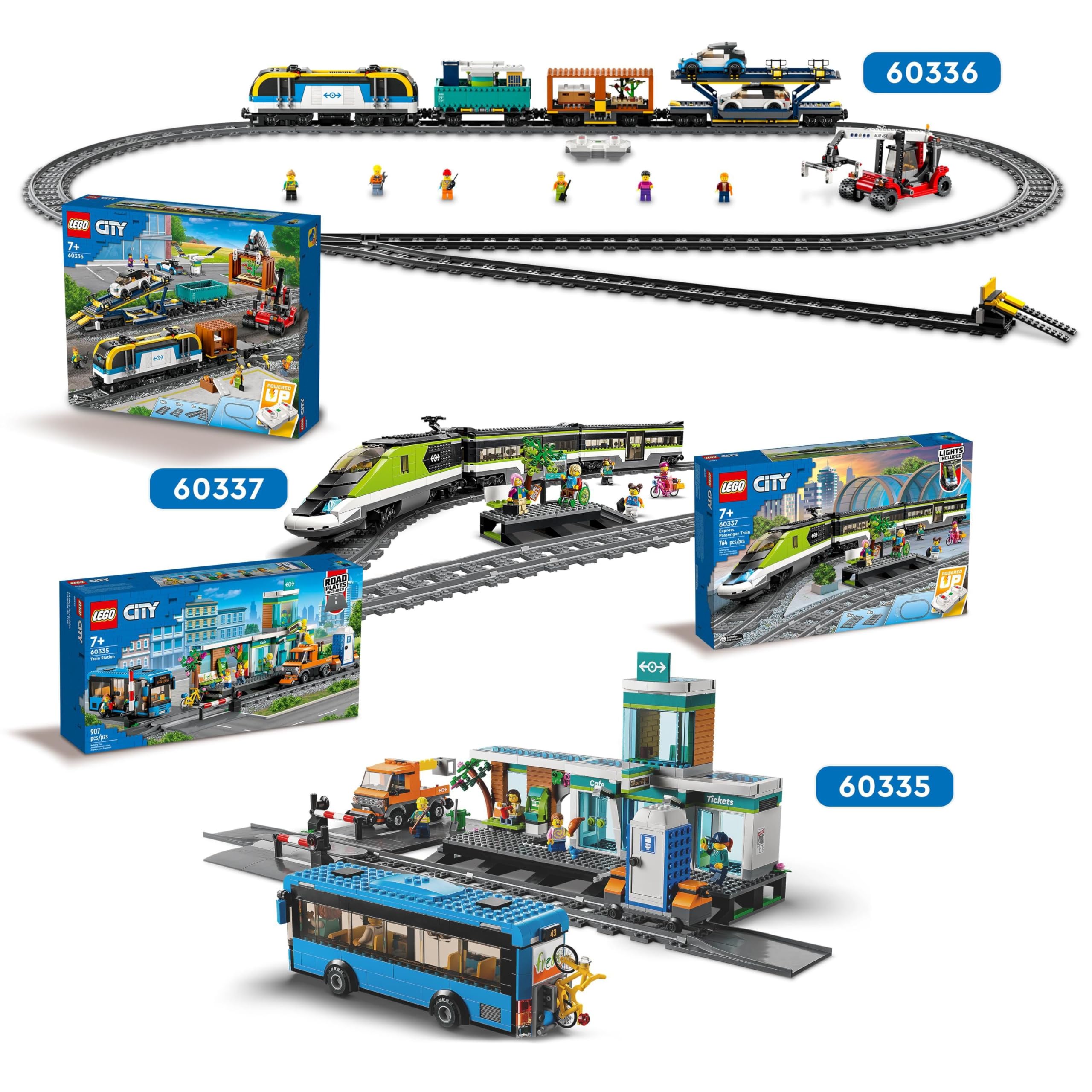 LEGO City Schnellzug 60337, RC-Personenzug mit Lichtern, 2 Waggons, 24 Schienen & 6 Minifiguren, Geschenk ab 7 Jahren