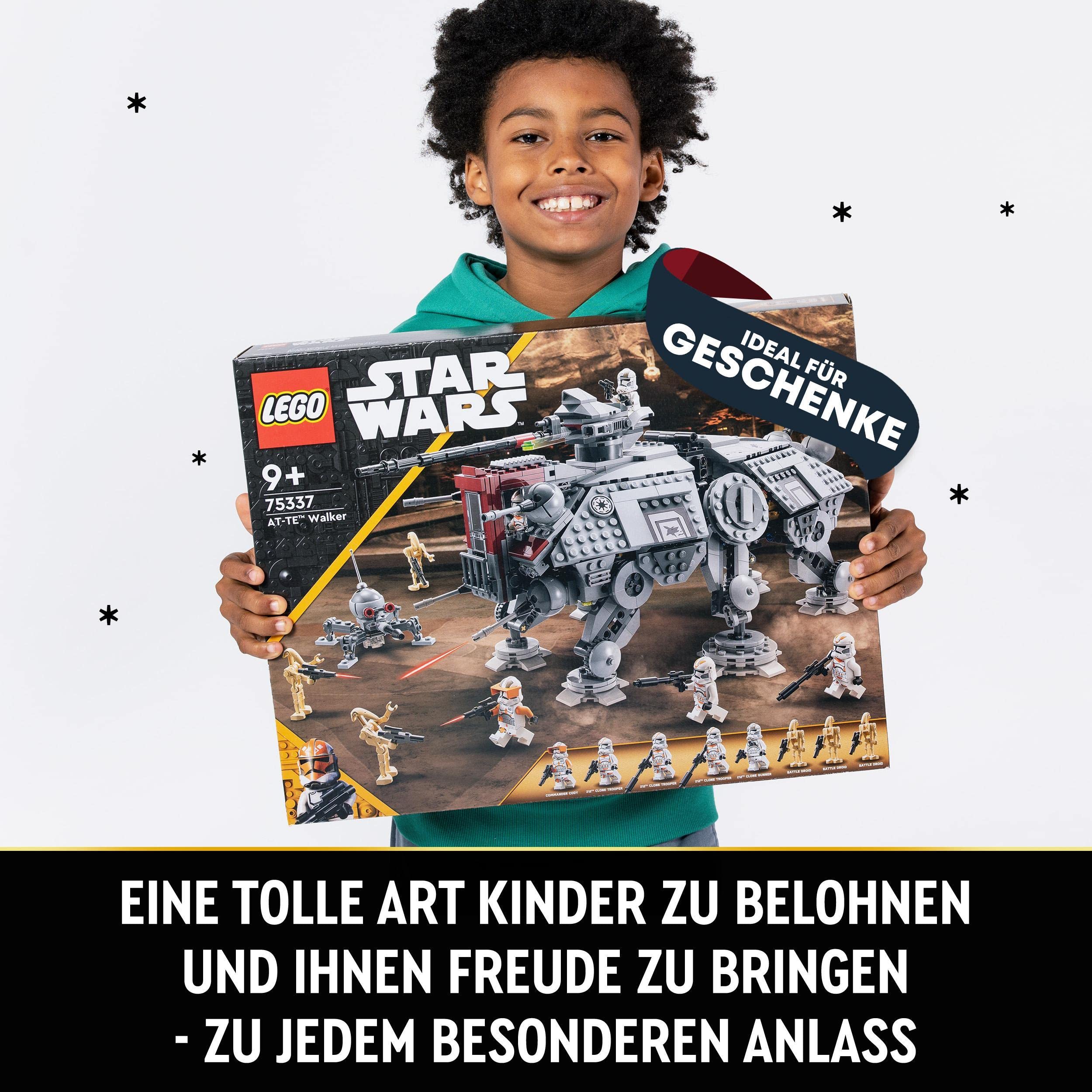 LEGO Star Wars 75337 AT-TE Walker mit 3 Klon-Trupplern, Zwergspinne & Droidenfiguren, Geschenk für Kinder ab 9 Jahren