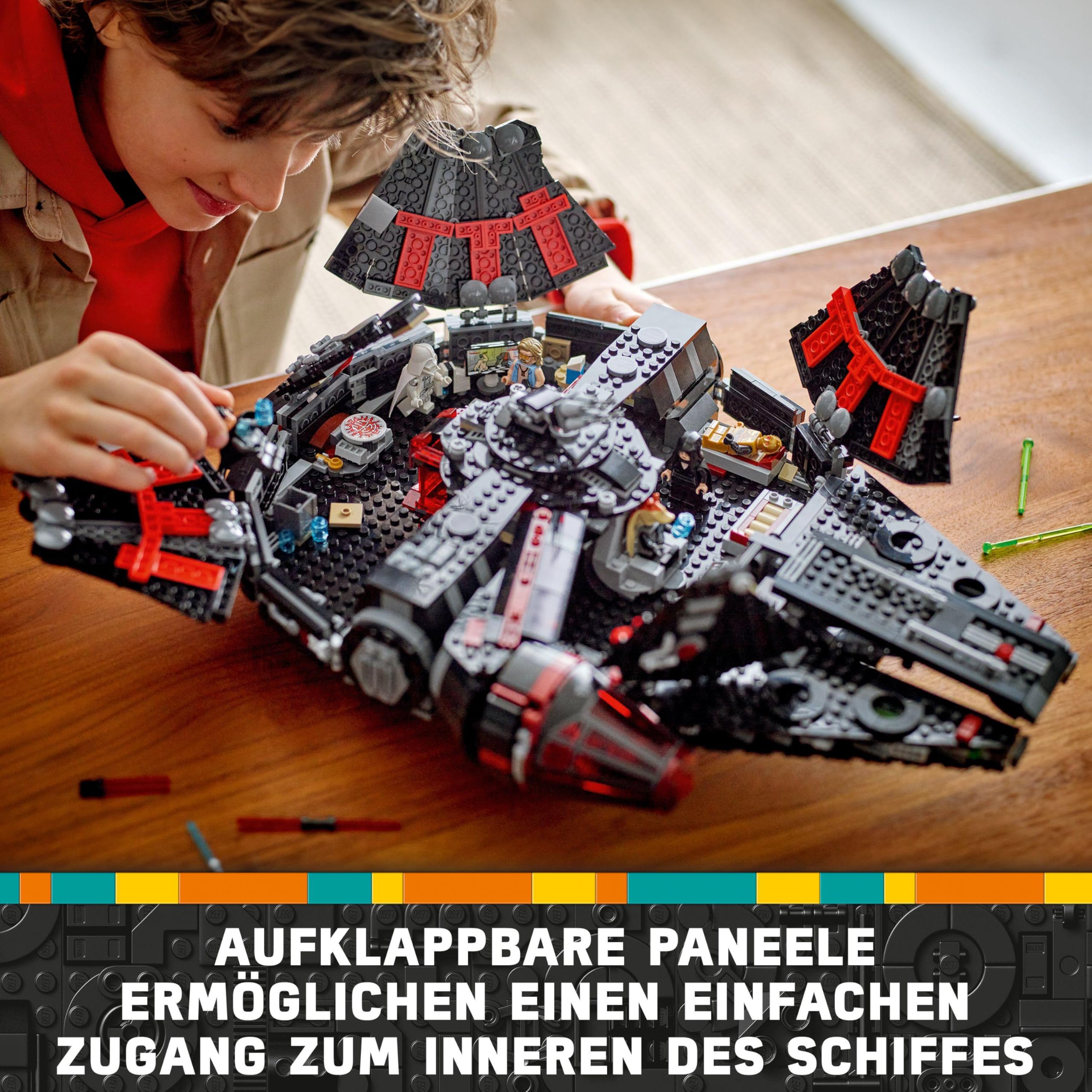 LEGO Star Wars 75389 Der Dunkle Falke, Ausstellungsmodell mit Shootern, Kanonen & 6 Minifiguren inkl. C-3PO, ab 10 J.