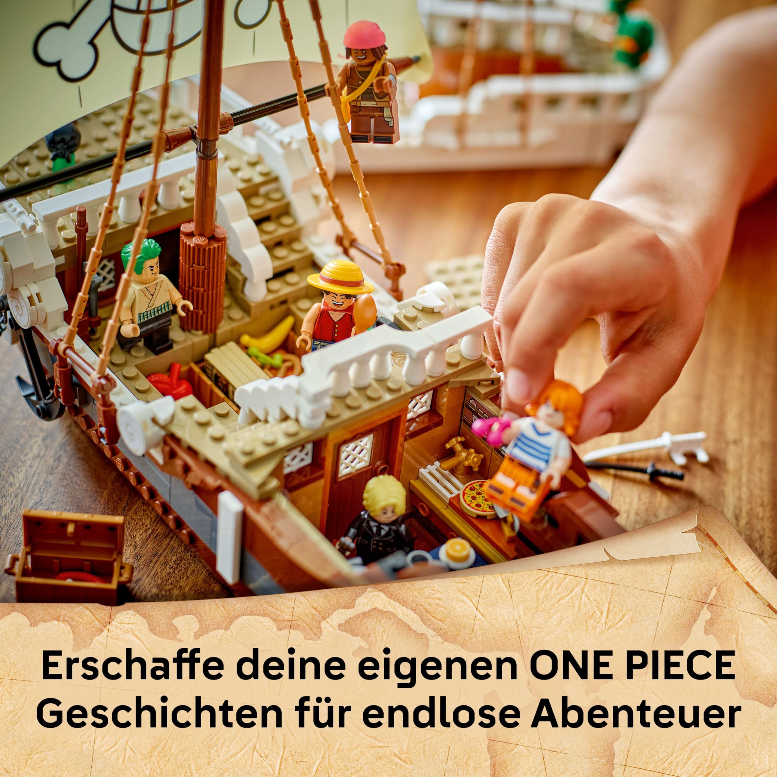 LEGO One Piece Flying Lamb 75639, Piratenschiff mit 5 Minifiguren inkl. Ruffy, Zoro & Nami, Spielset für Fans ab 10 J.