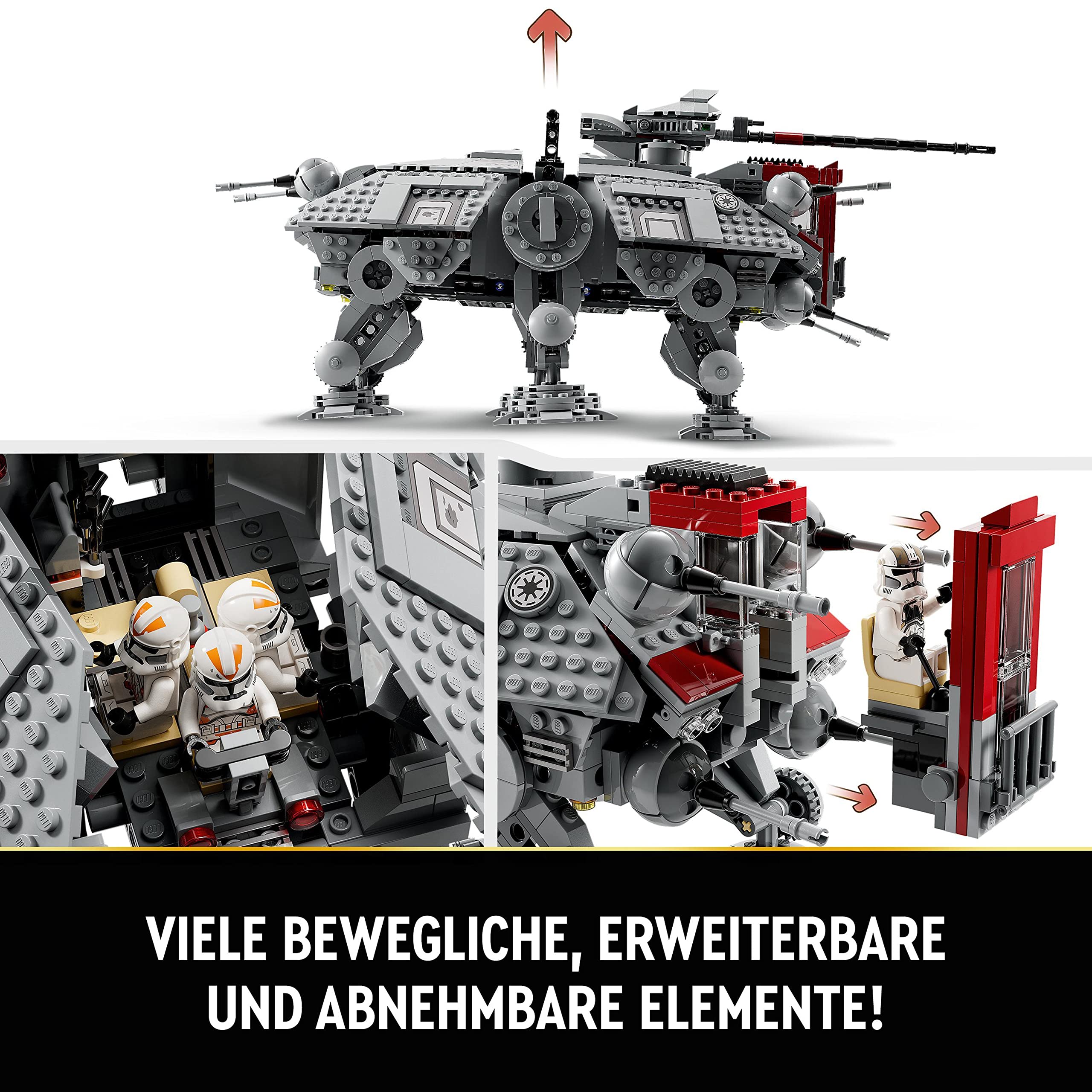 LEGO Star Wars 75337 AT-TE Walker mit 3 Klon-Trupplern, Zwergspinne & Droidenfiguren, Geschenk für Kinder ab 9 Jahren