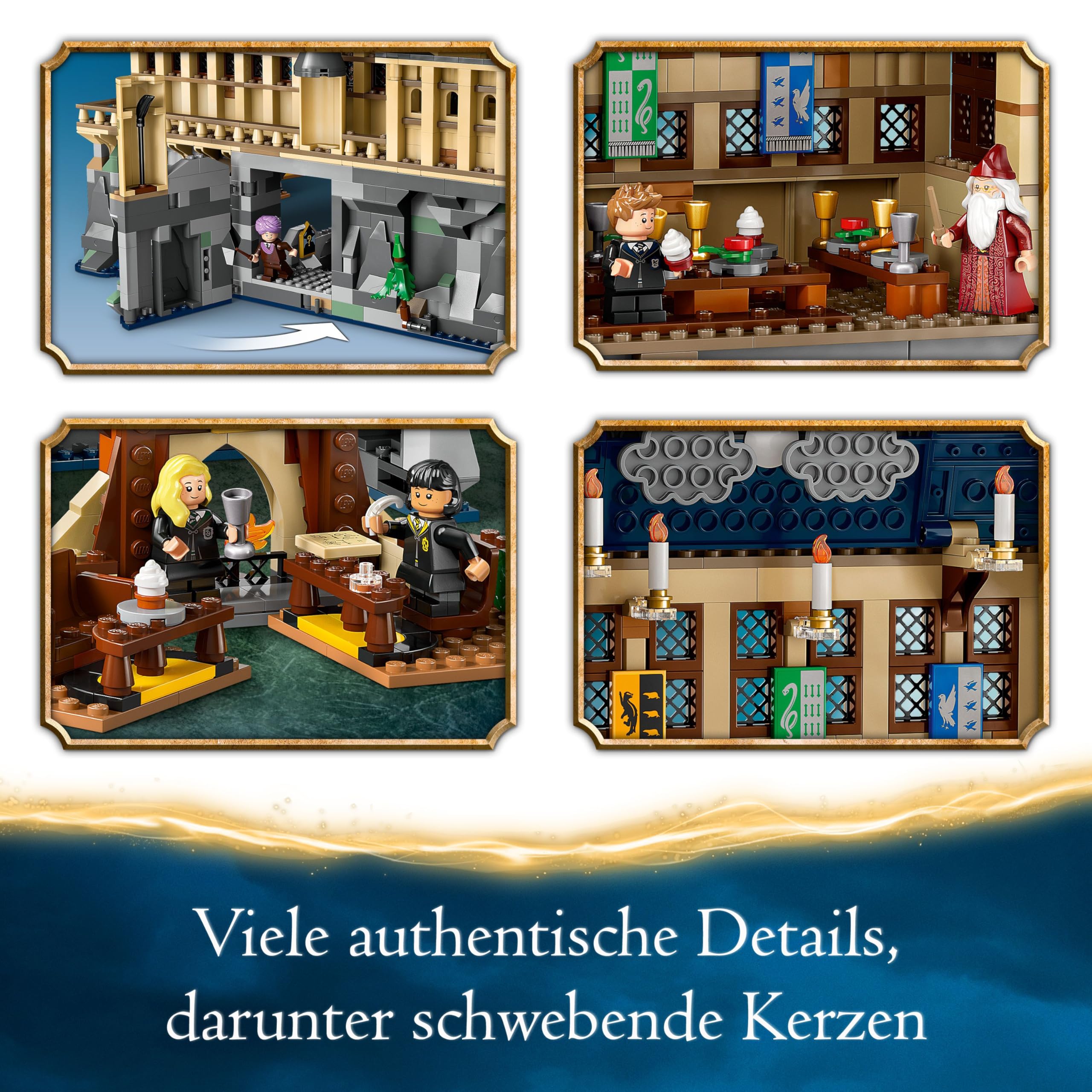 LEGO Harry Potter Schloss Hogwarts Große Halle 76435, 11 Minifiguren inkl. Hermine, magisches Geschenk für Kinder